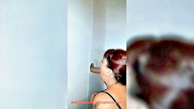 a lucky guy gets a deep throat blowjob from a curious female in a gloryhole encounter : couplecokin86