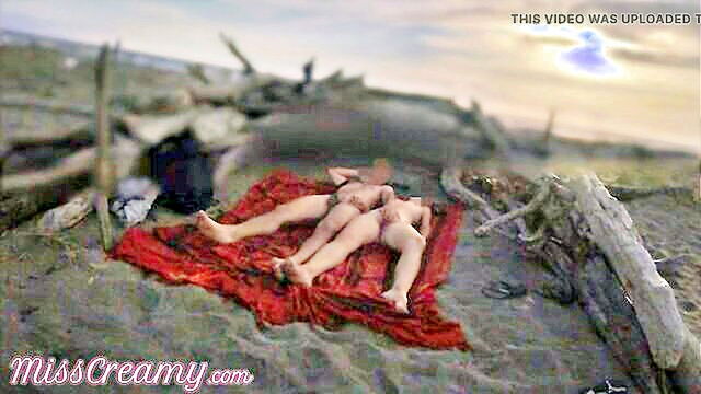 public masturbation caught on camera at nude beach with uncensored views of wifes solo act and ejaculation : Miss Creamy