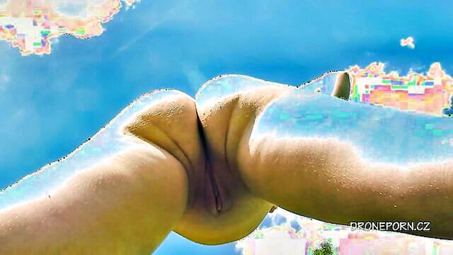 Casey Case - softcore beach scene with close up of barefoot woman in panties Drone Porn 4K