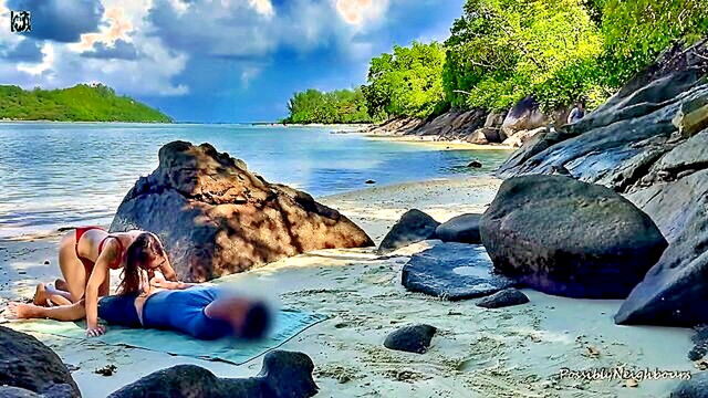 stranded lovers indulge in outdoor passion on a secluded beach unaware of oncoming peril : FapHouse