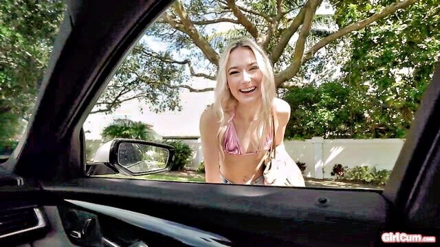 girlscum, blonde, hitchhiker - trans sex cum
