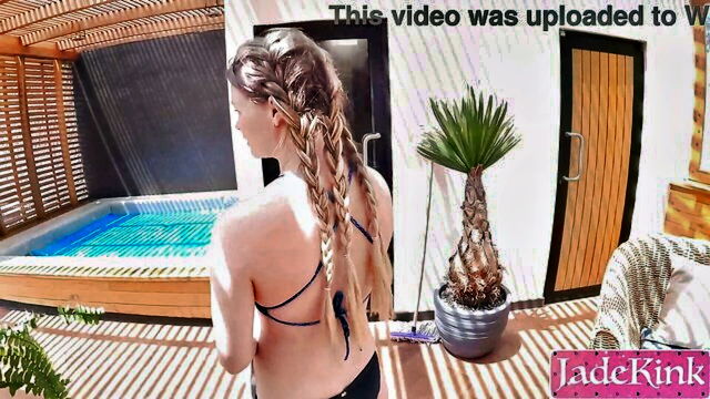 blowjob, slut, creampie - hot blonde gives blowjob