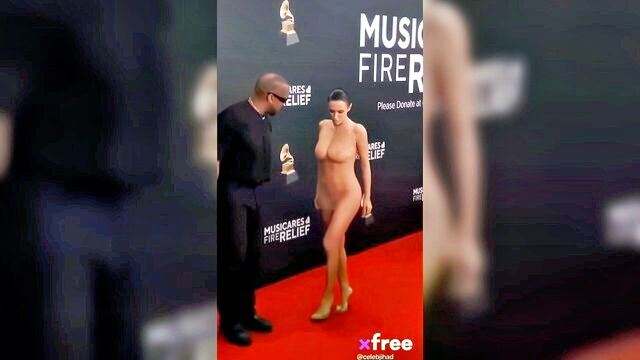 big tits, public, outdoor - bianca censori nude dress