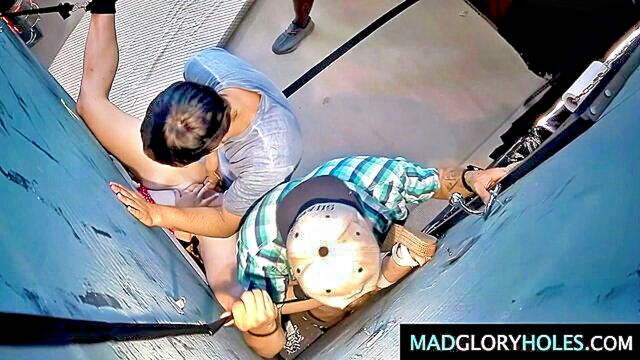 missionary sex and gloryholes in a public group sex party