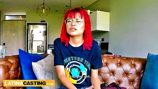 a charming 18 year old redhead colombian girl engages in oral and penetrative sex with a well endowed actor in a hardcore casting scene : Latina Casting