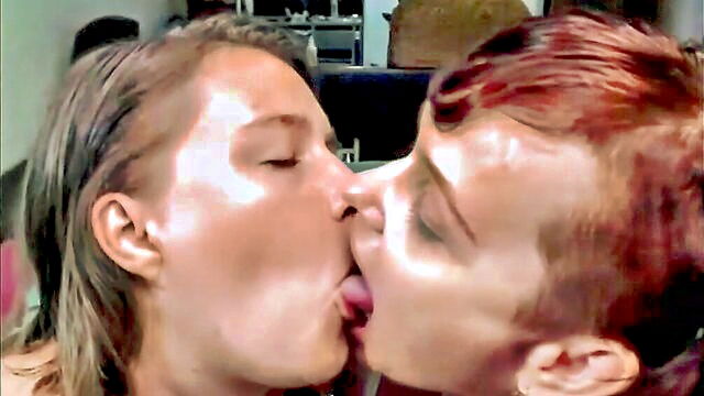 russian girls indulge in sensual lesbian kissing and tongue play : crona_gino