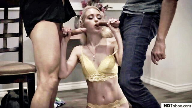 stepdad and blonde threesome