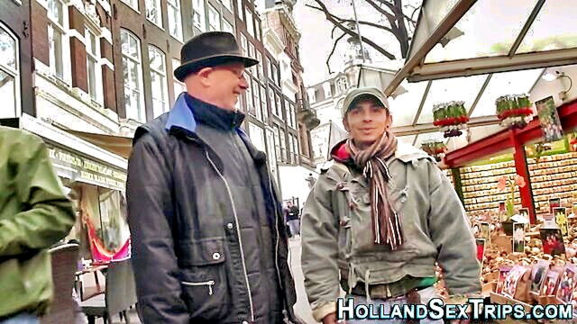 real dutch prostitute gives a blowjob to a customer in stockings