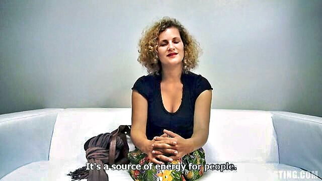 casting, curly, rides cock - amateur babe with curly hair rides cock during casting