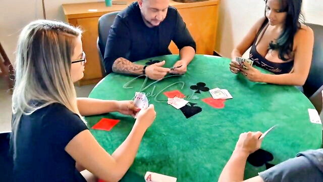 amateur wife, amateur blowjob, couple swap - card game leads to porn
