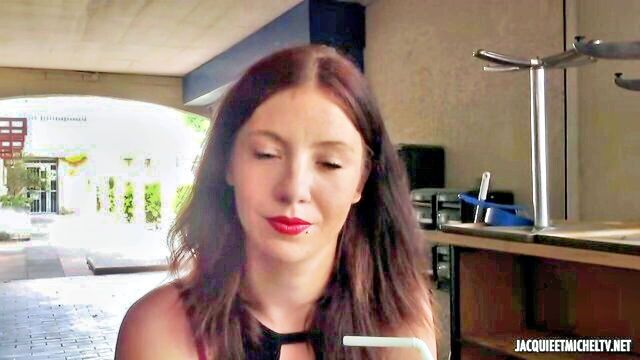 cumshot, redhead, blowjob - petite french girl gets cumshot