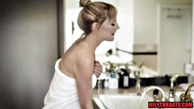 threesome, brunette, blonde - stepmom gets messy