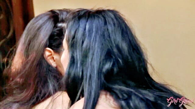 big tits, athletic, bald pussy - lesbian porn clip