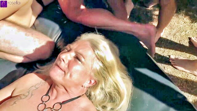 blonde, facial cumshot, outdoor - nora and rosella group sex