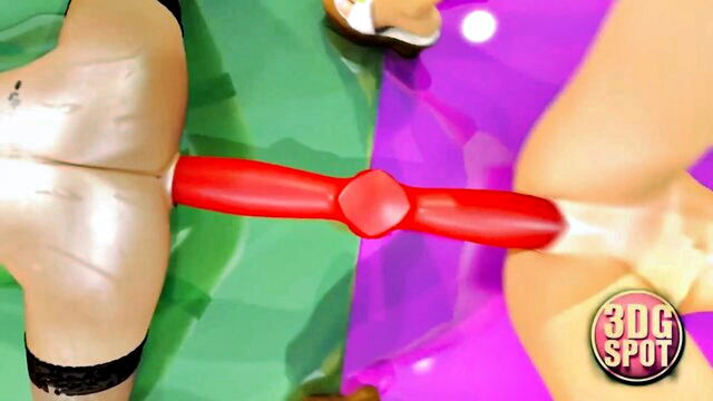 lesbians with double dildo