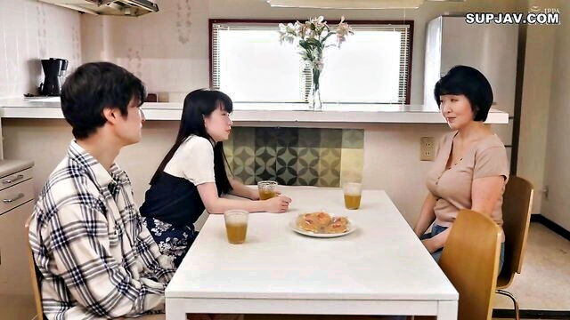 brunette, japanese, asian - japanese milf sucks dick