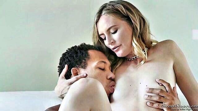 Mona Wales, Ricky Johnson - blonde milf mona wales enjoys interracial love on the couch