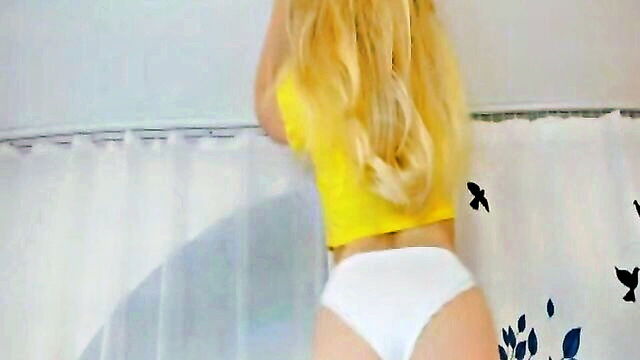 blonde fingering pussy with toy