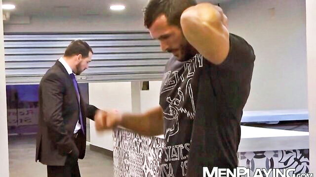 menplaying, executive, suit - bodybuilder denis vega dominated