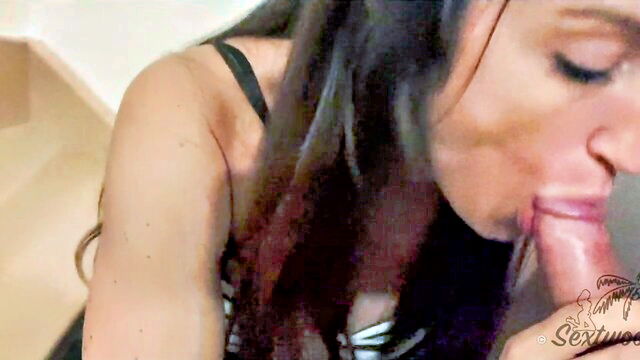 amateur sucks while taking shower