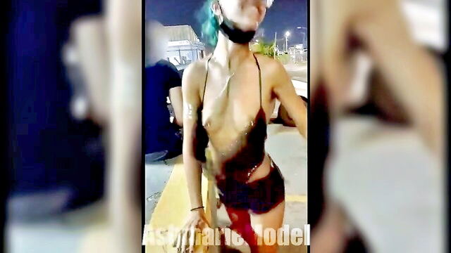 outdoor, latina, skinny - hairy boobs in public