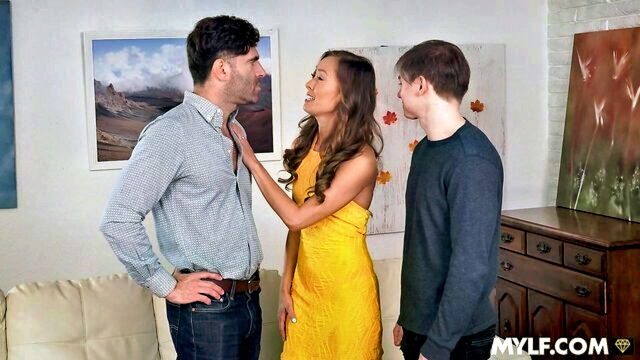 threesome, asian, milf - stepmom dp threesome