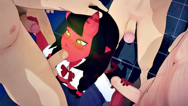 succubus, public sex, locker room - succubus meru 4 locker room gangbang