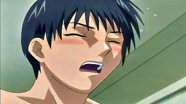 hard cock, anime cartoon, lips - a man enjoys the pleasure of a mature womans lips on his erection in an explicit hentai video