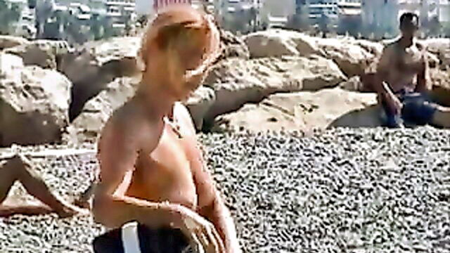 topless, big tits, nude beach - natural big tits beach