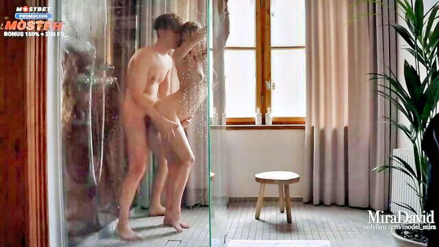big ass, teen (18+), blowjob - steamy shower foursome homemade