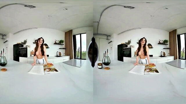 brunette, housewives, big tits - milf vr handjob solo