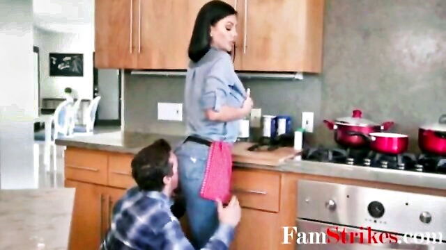stepmom and son, horny stepmom, big tits stepmom - stepmom seduces stepson to fuck hard