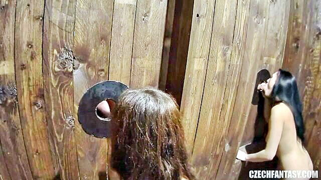 a threesome in a czech gloryhole   amateur and explicit : Bang
