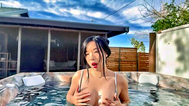 Elle Lee - asian beauty practices solo masturbation in hot tub
