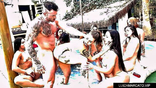 double blowjob, lesbian sex, orgy - massive orgy for maximo