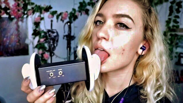 asmr, rose, ear licking - asmr wolf ear licking rose