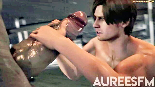 yaoi, big cock, bara - resident evil gay sfm mr x leon