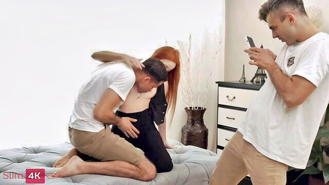 double pen, two friends, double penetration - redhead double penetration share