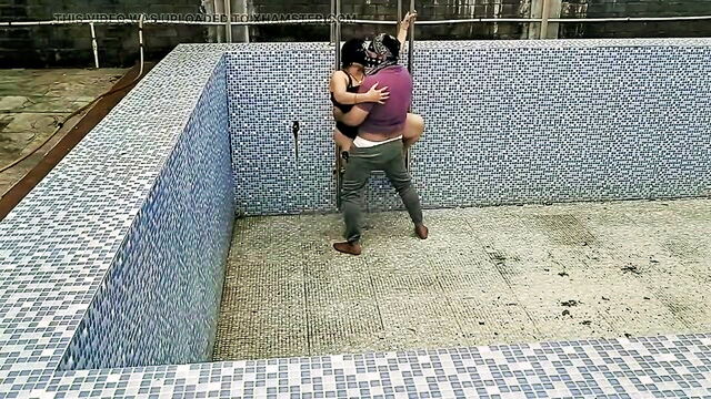 fucking, big ass doggy, telugu - indian couple swimming pool sex