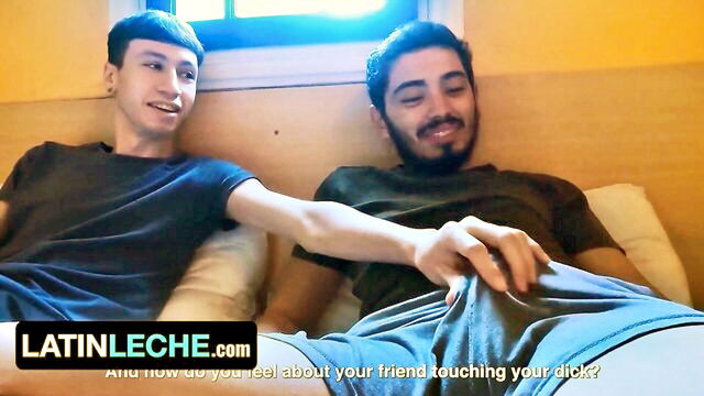 blowjob, handjob, cumshot - latin breeding hotel threesome