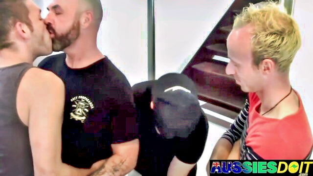 australia, gay fetish, australian porn - aussie boy foursome cock sucking