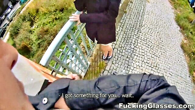 Kitten - outdoor sexual encounter with a naive teen using glasses as spy tool Fucking Glasses