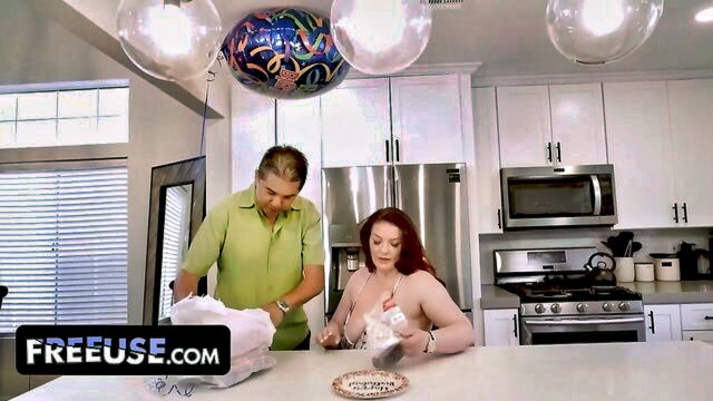 bbw, big tits, redhead - lesbian birthday gift