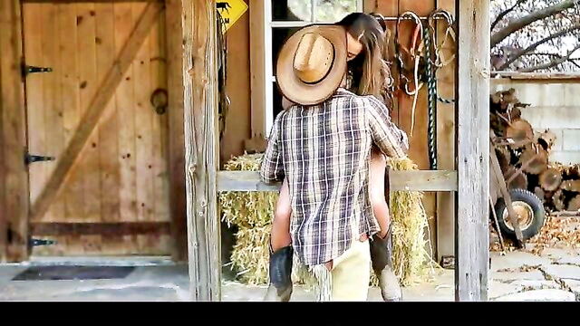 sexy, sucking, pussy - seductive cowgirl bale of hay