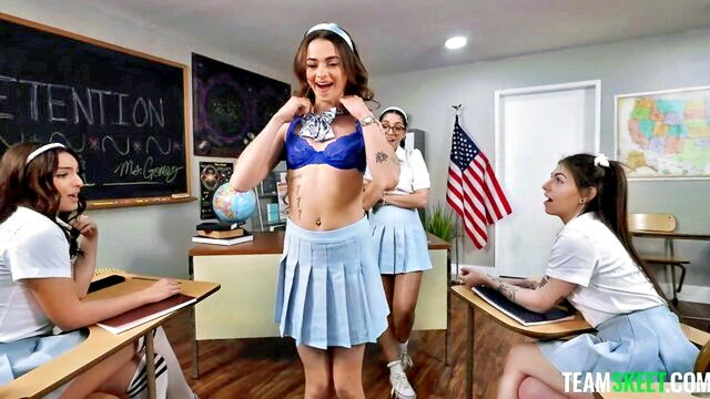 hot threesome, milf teacher, milf teach - schoolgirls shared by milf teacher