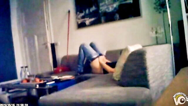 clit, sweetie, couch - sweetie rubs clit on couch