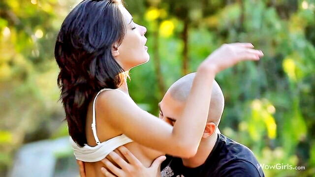 standing position, nipple sucking, brunette - massage outdoor teen sex