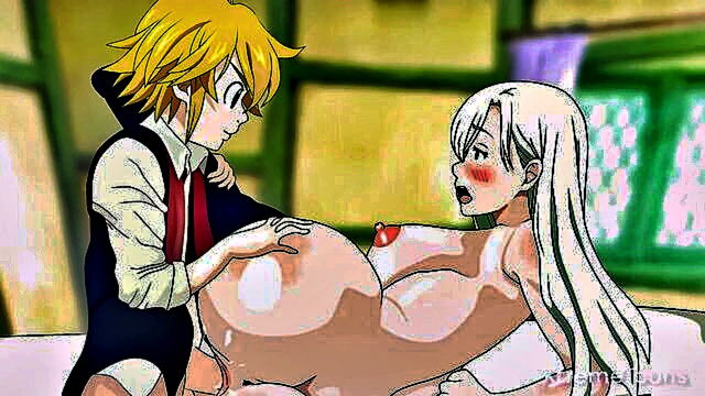 anime porn, anime, animated porn - meliodas large member penetrates elizabeth in nanatsu no taisai seven deadly sins