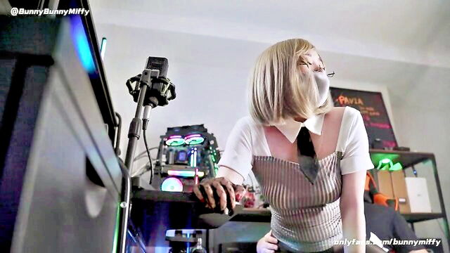 asian teen (18+), black pantyhose, asian blowjobs - gamer drilled ai slut on chair