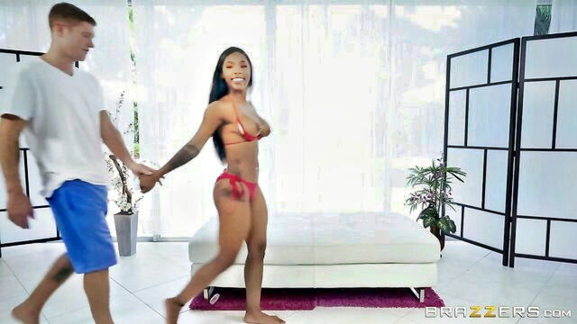 Sarah Banks - eboni teen surprised by big white cock